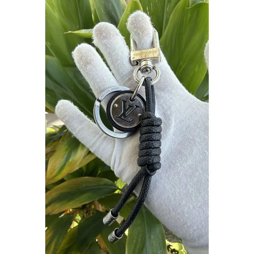 Louis Vuitton Graphite Rope Bag Charm & Key Holder Authentic with Box & Dust Bag
